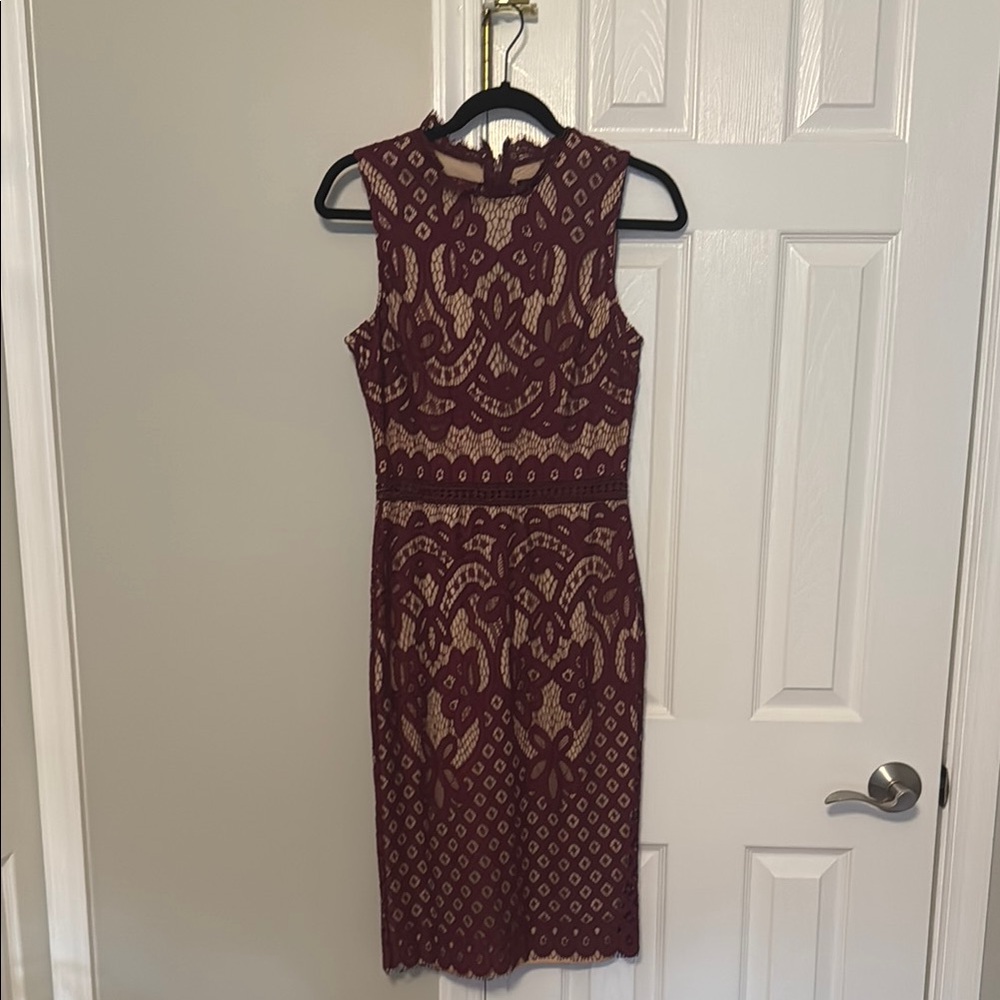 Lulu's Burgundy Lace Midi Dress
